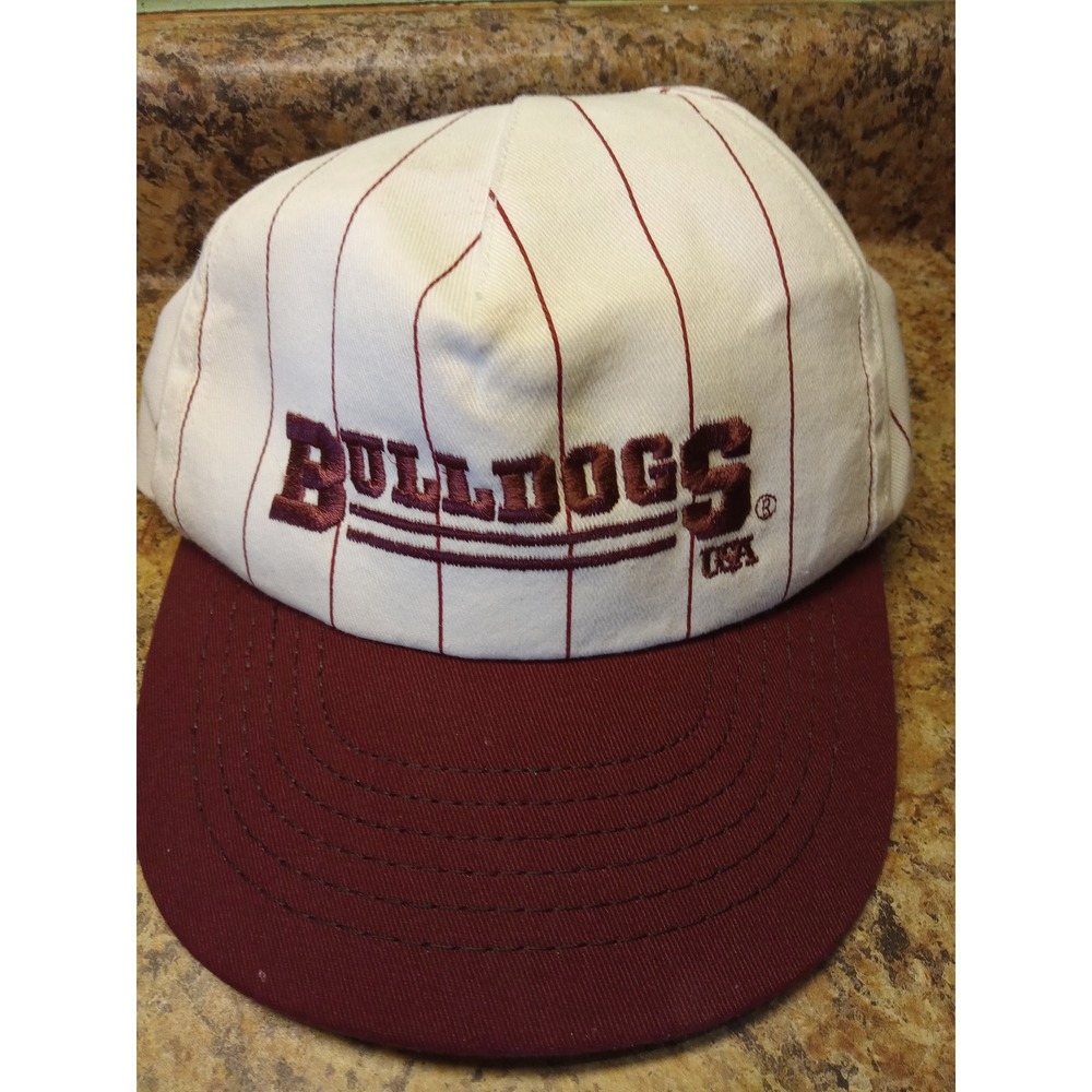 Vintage Bulldogs USA Pinstripe Snapback Hat Maroon White Southern Georgia Cap Co